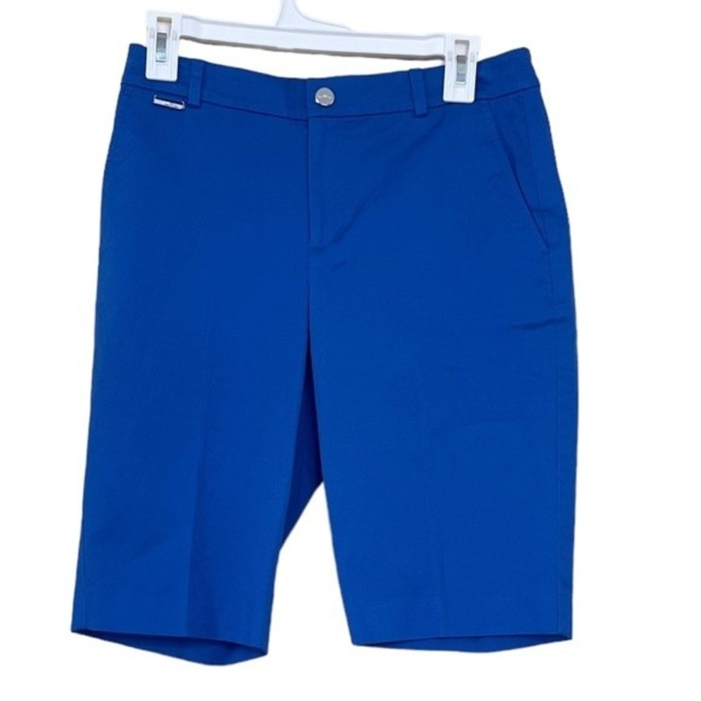 LRL Lauren Ralph Lauren 2 Shorts Active Bermuda Golf Flat Front Blue